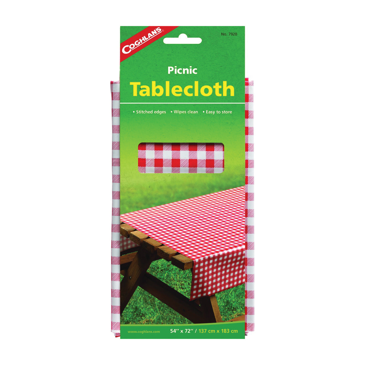 COGHLAN&#39;S 7920 Tablecloth, 72 in L, 54 in W, Vinyl