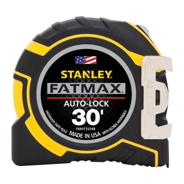 STANLEY FMHT33348 Measuring Tape, 30 ft L Blade, 1-1/4 in W Blade, Steel Blade, ABS Case, Black/Yellow Case