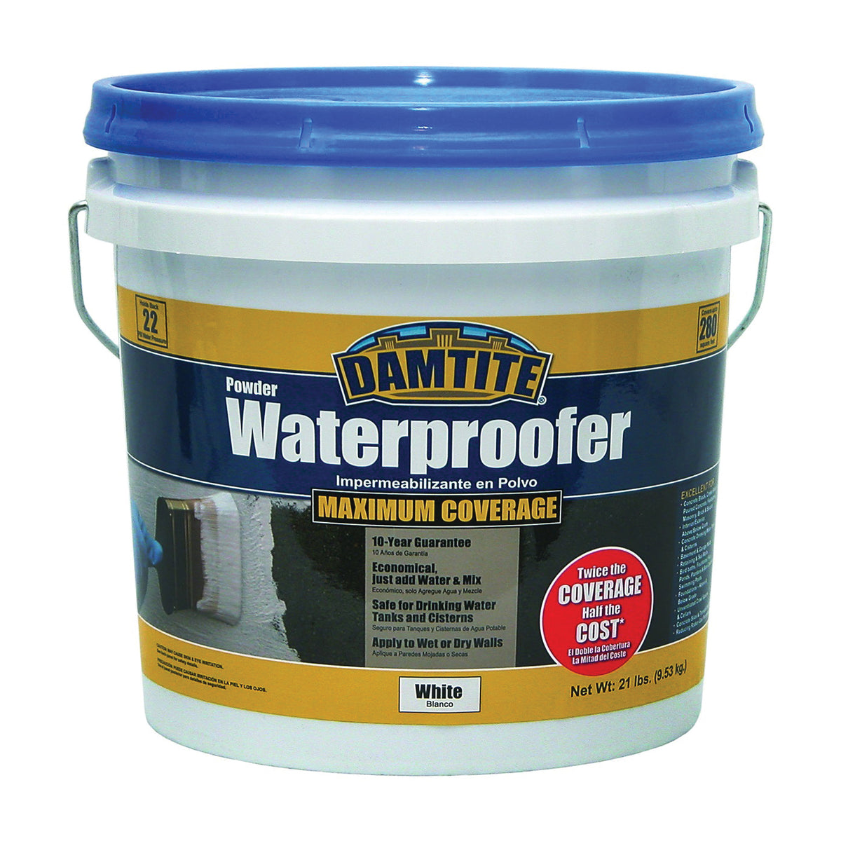 DAMTITE 01211 Powder Waterproofer, White, Powder, 21 lb Pail
