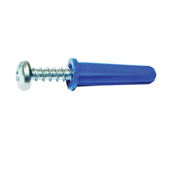 MIDWEST FASTENER 10412 Conical Anchor with Screw, #10-12 Thread, 1 in L, Plastic