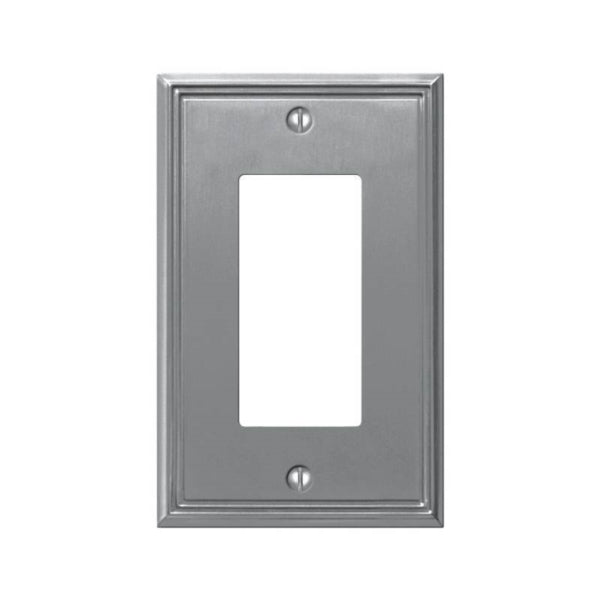 AmerTac Metro Line 77RBN Wallplate, 4-7/8 in L, 3 in W, 1 -Gang, Metal, Brushed Nickel