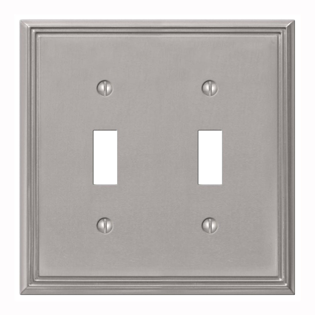 Amerelle 77TTBN Wallplate, 4-3/4 in L, 4-3/4 in W, 2 -Gang, Metal, Brushed Nickel