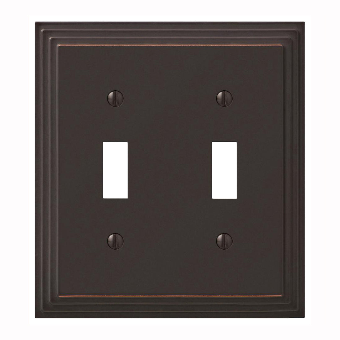 Amerelle 84TTVB Wallplate, 4-15/16 in L, 4-1/2 in W, 2 -Gang, Cast Metal, Aged Bronze