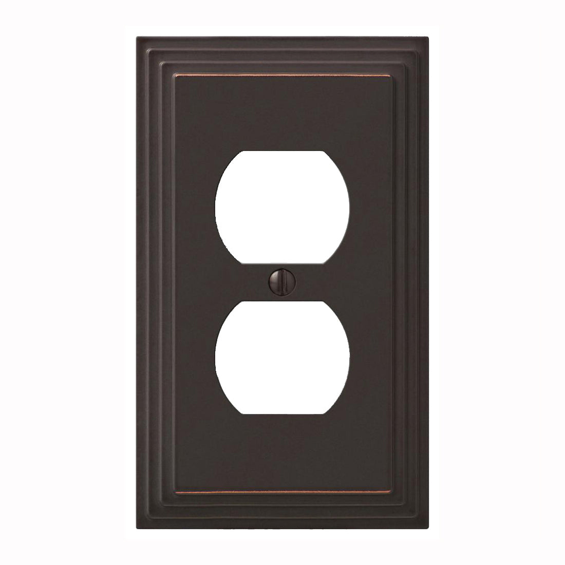 Amerelle 84DVB Receptacle Wallplate, 4-5/16 in L, 2-15/16 in W, 1 -Gang, Metal, Aged Bronze