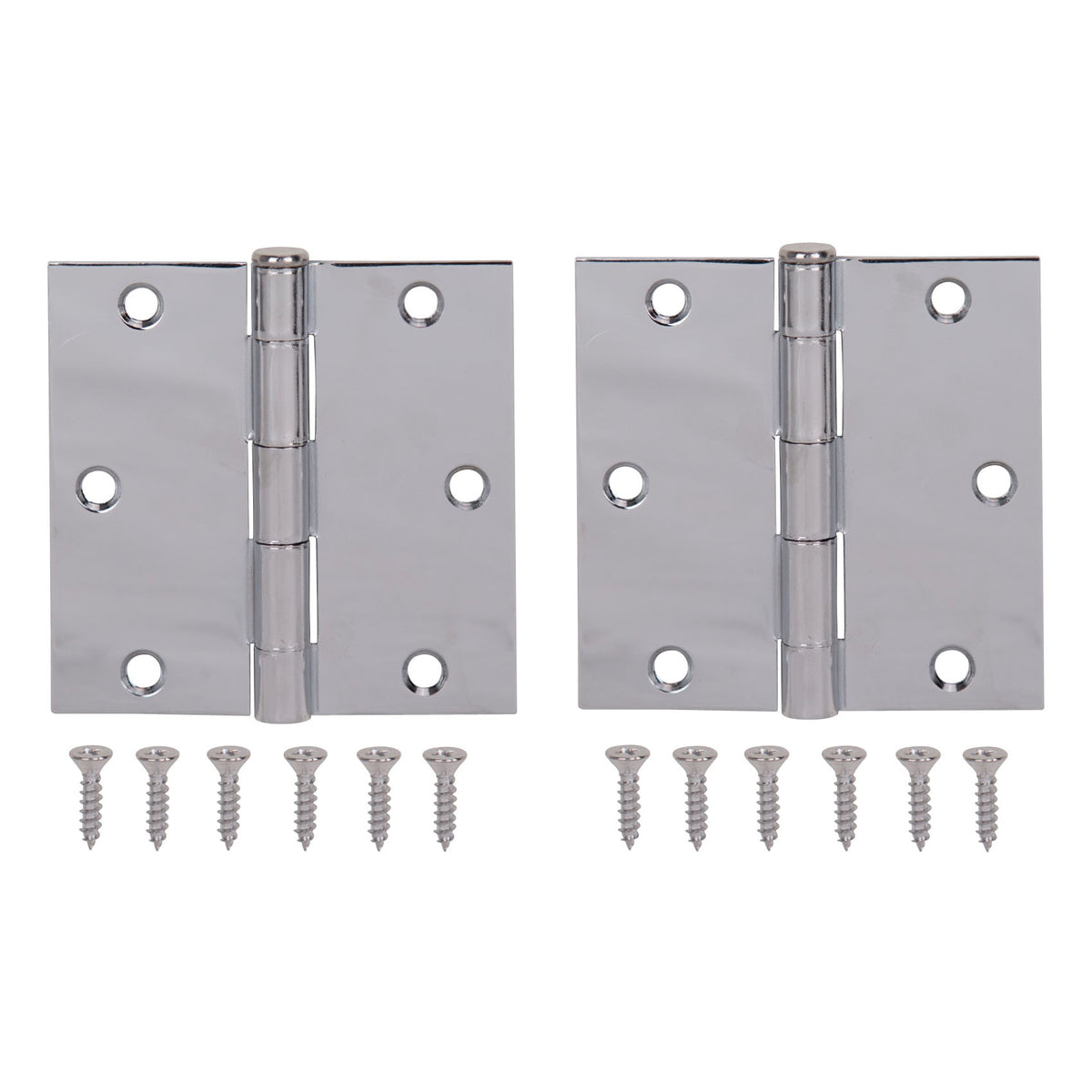 ProSource BH-202CH-PS Square Corner Door Hinge, Steel, Chrome, Loose Pin, 180 deg Range of Motion, Screw Mount Mounting