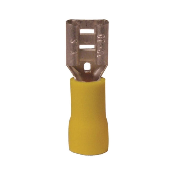 GB 10-145F Disconnect Terminal, 600 V, 12 to 10 AWG Wire, 1/4 in Stud, Vinyl Insulation, Yellow