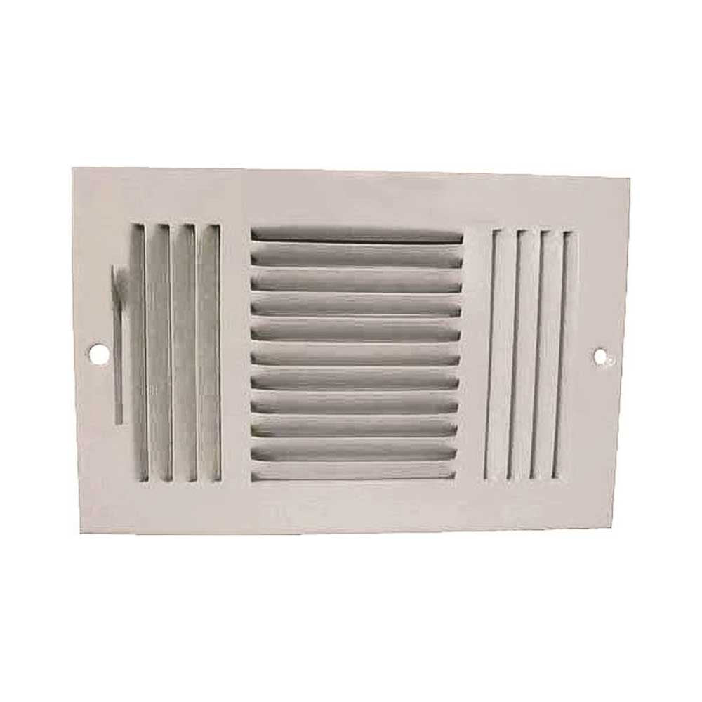 ProSource SW03-10X6 Register, 11-1/2 in L, 7-1/2 in W, 52 degree Air Deflection, 3-Way, Steel, White