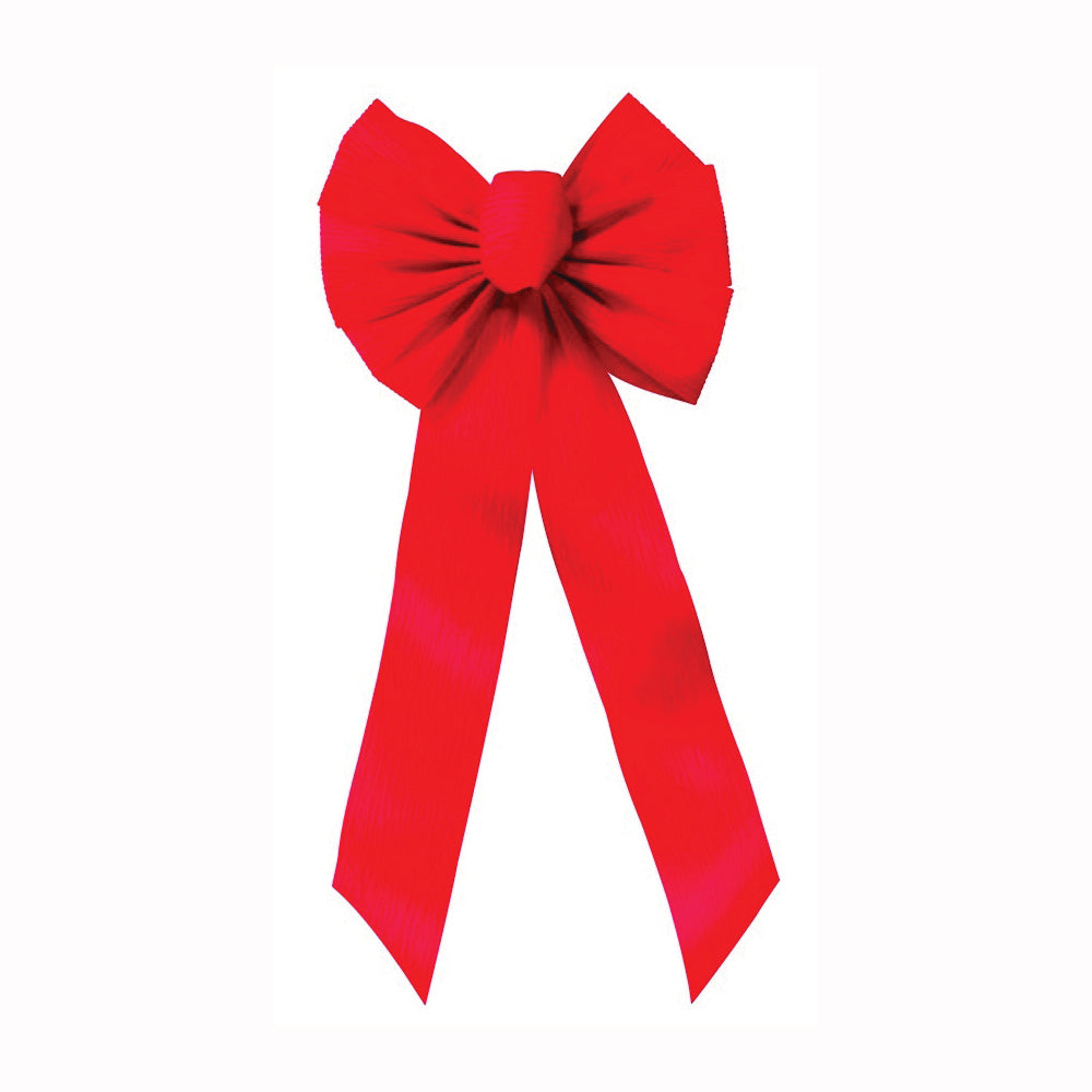 Holidaytrims 6511 Ripple Embossed Outdoor Bow, 1 in H, Velvet, Red