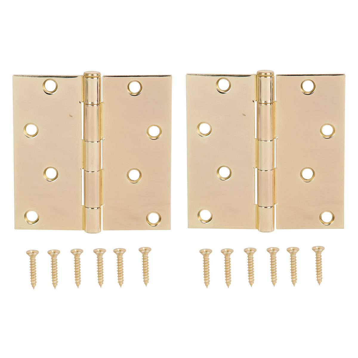 ProSource BH-502PB-PS Square Corner Door Hinge, Steel, Brass, Loose Pin, 180 deg Range of Motion, Screw Mount Mounting