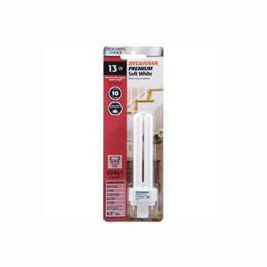 Sylvania 20942 Compact Fluorescent Bulb, 13 W, T4 Lamp, G24Q-3 Lamp Base, 900 Lumens, 2700 K Color Temp