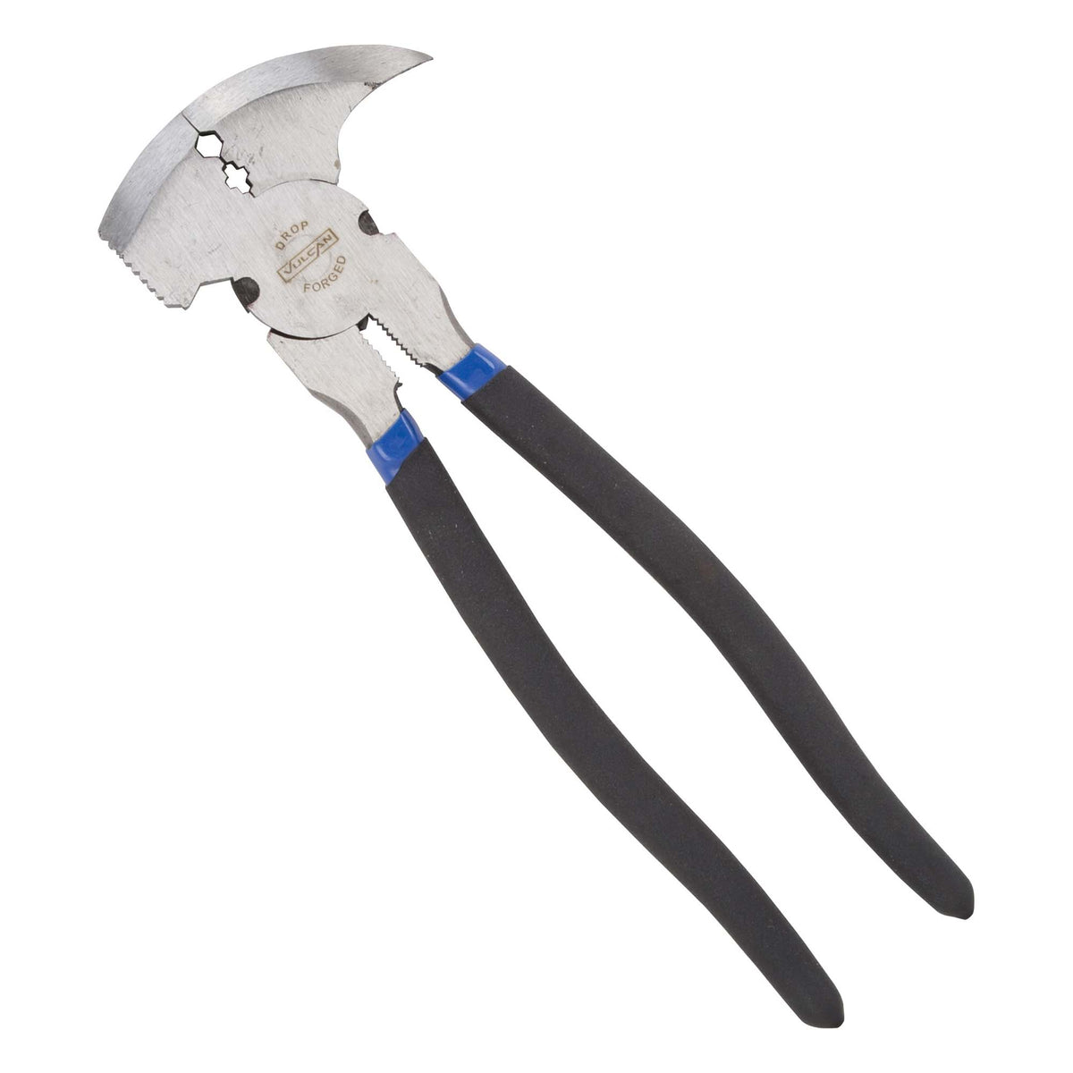 Vulcan PC990-01 Fencing Plier, 2.3 mm Cutting Capacity, 10 in OAL, 1 in L Jaw, 3-1/8 in W Jaw, Carbon Steel Jaw