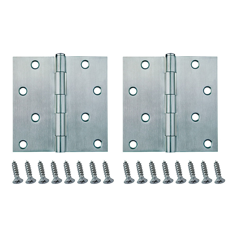 ProSource 20339SS-4S-DB-PS Square Corner Door Hinge, Steel, Brushed, Loose Pin, 180 deg Range of Motion
