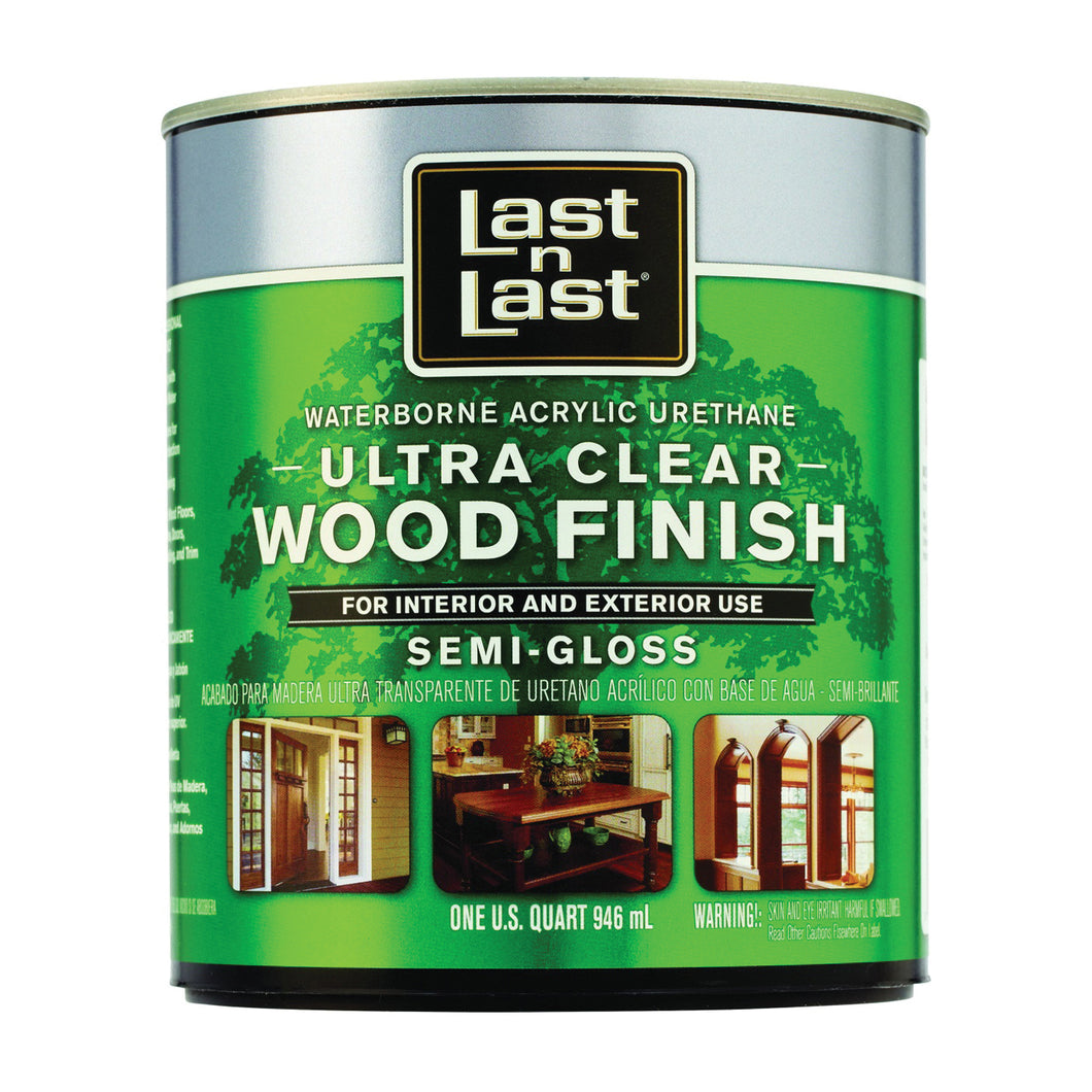 Last n Last 14004 Ultra Clear Wood Finish, Semi-Gloss, Liquid, Ultra Clear, 1 qt, Can