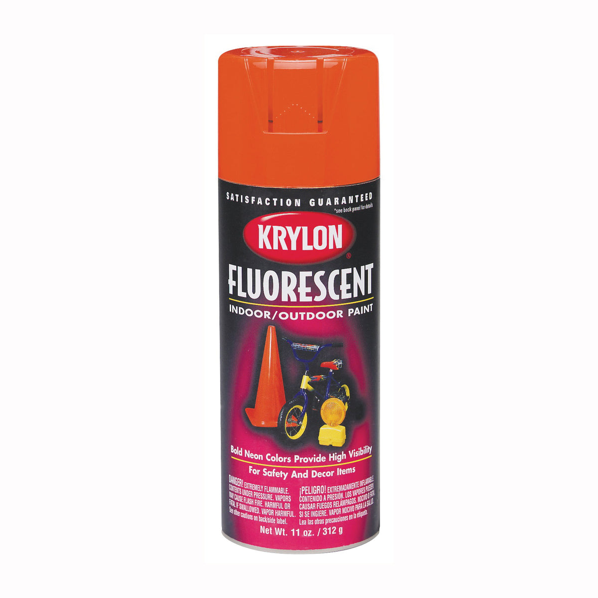 Krylon K03102007 Fluorescent Paint, Gloss, Orange/Yellow, 11 oz, Can