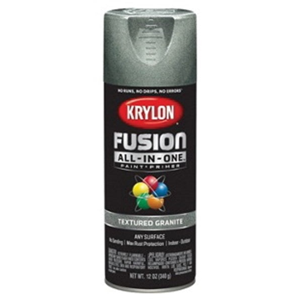 Krylon Fusion K02780007 Primer and Spray Paint, Textured, Granite, 12 oz, Aerosol Can