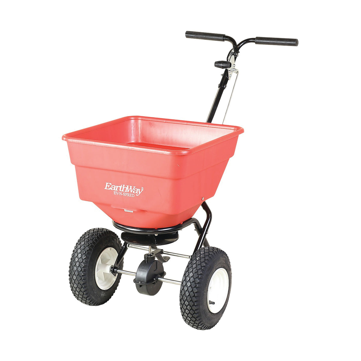 EarthWay 2170SU Broadcast Spreader, 3350 cu-in Coverage Area, 100 lb Capacity, Poly Hopper, Stud Wheel