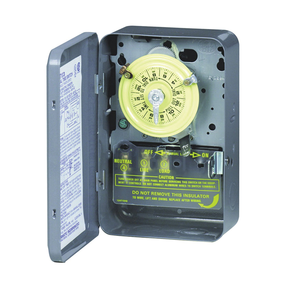 Intermatic T103 Mechanical Timer Switch, 40 A, 120 V, 3 W, 24 hr Time Setting, 12 On/Off Cycles Per Day Cycle