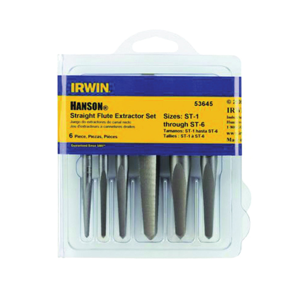 IRWIN 53635 Screw Extractor Set, 5-Piece, Steel, Specifications: Straight Flute