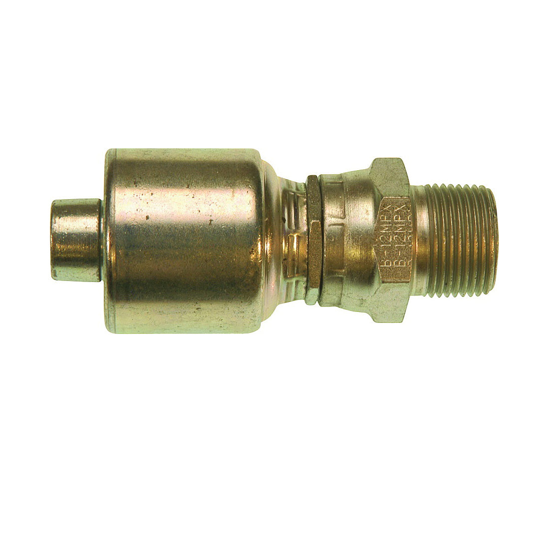 GATES MegaCrimp G25105-0604 Hose Coupling, 1/4-18, Crimp x NPTF, Straight Angle, Steel, Zinc