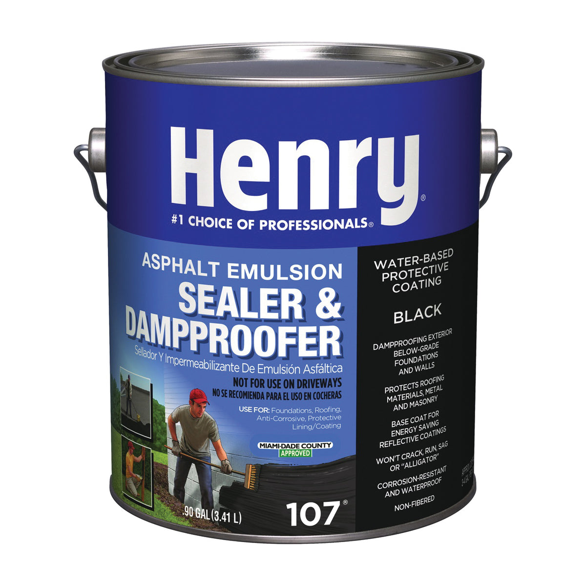 Henry HE107046 Asphalt Emulsion Sealer, Black, 3.41 L Can, Liquid
