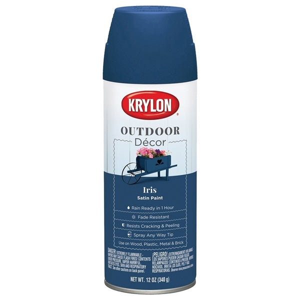 Krylon Outdoor Decor K09337000 Spray Paint, Satin, Iris, 12 oz, Aerosol Can