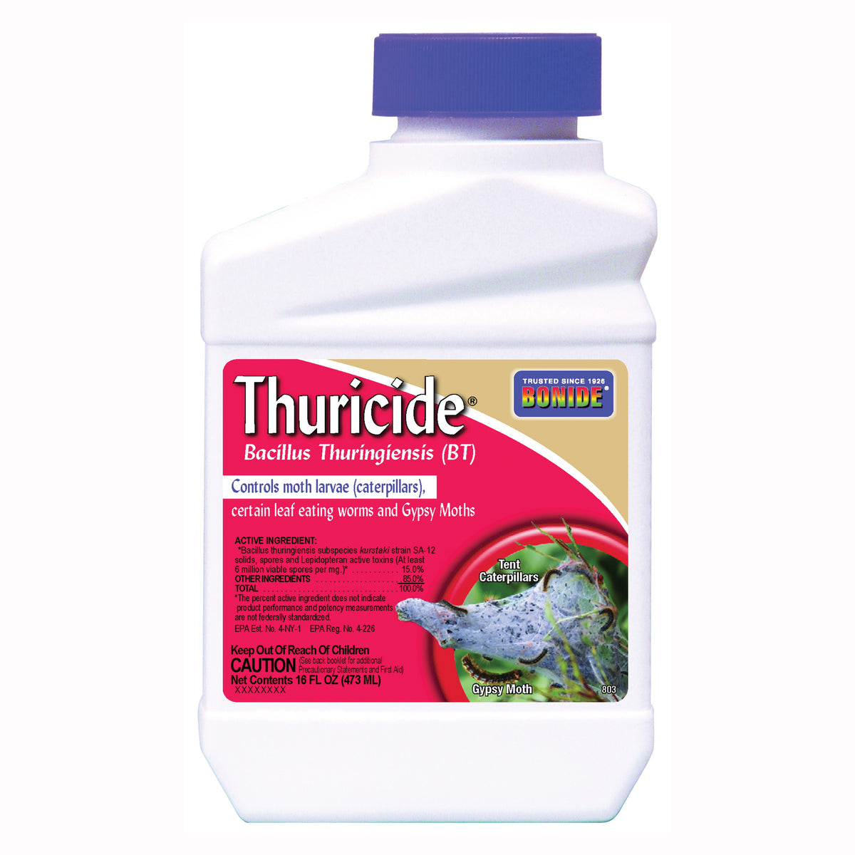 Bonide 803 Thuricide Bacillus Thuringiensis, Liquid, 1 pt Bottle