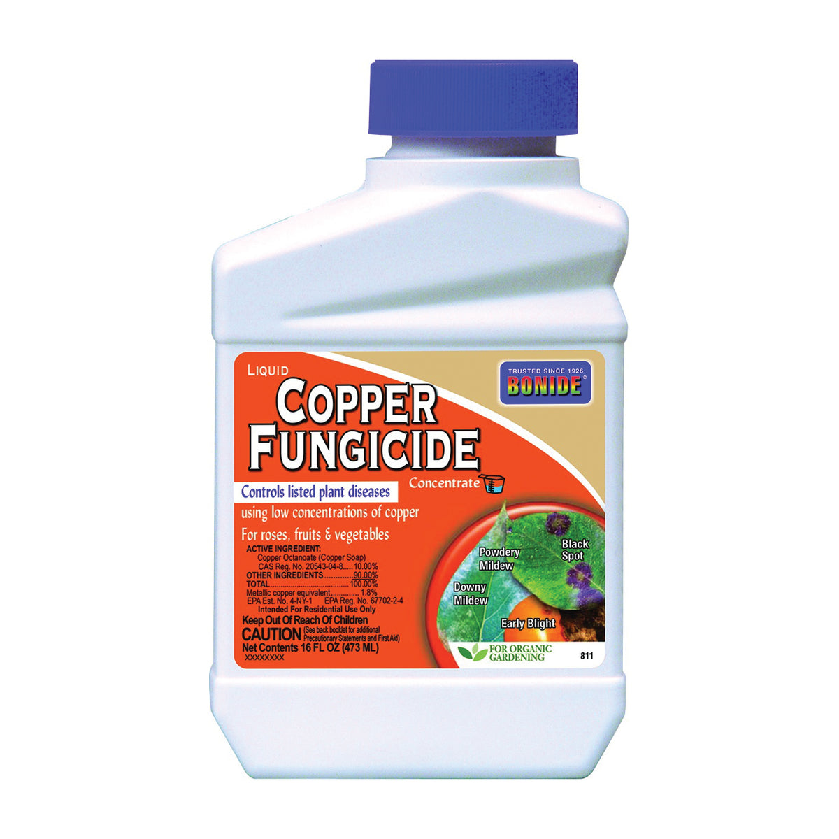 Bonide 811 Copper Fungicide, Liquid, Acidic, Blue, 1 pt