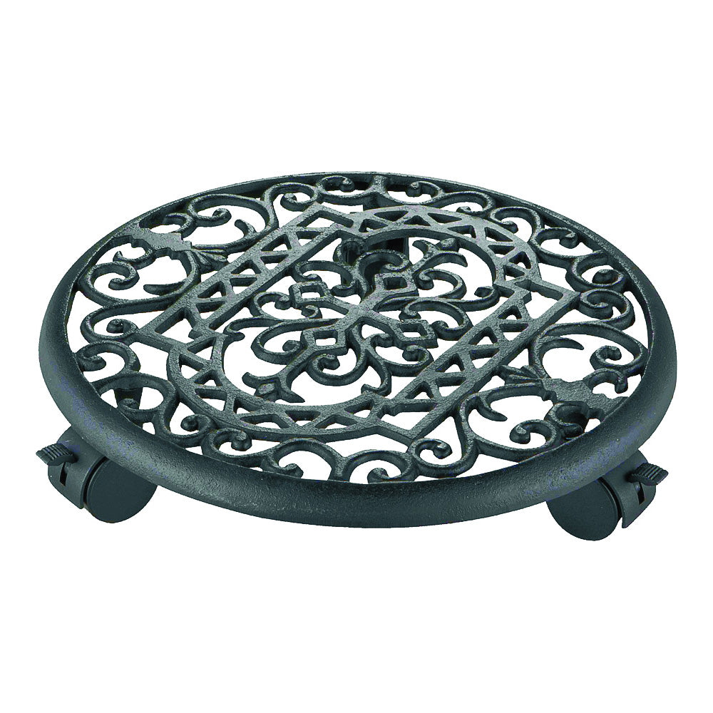 Landscapers Select W52890-3L Planter Dolly, 10.5 OAL, 10.5 in OAW, 2-7/8 in OAH, 1 -Shelf, Iron Shelf, Black Shelf