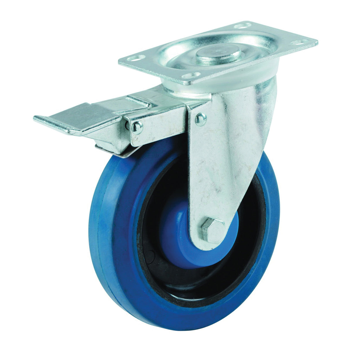 Shepherd Hardware 9262 Swivel Caster, 4 in Dia Wheel, 1 in W Wheel, Rubber Wheel, Blue, 265 lb