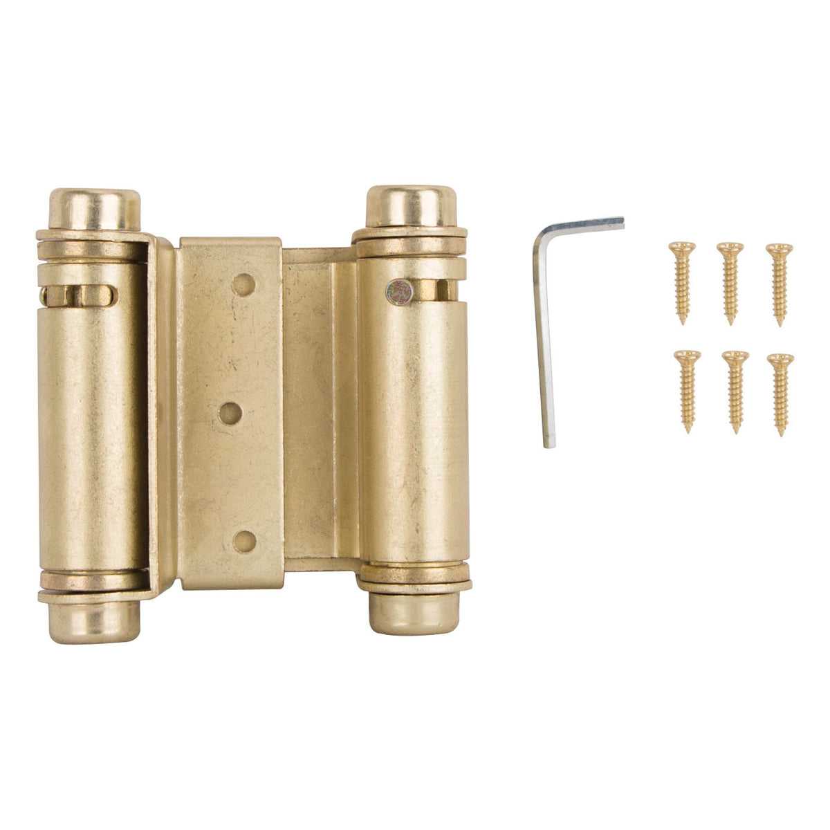 ProSource LR-024-LPS Spring Hinge, Steel, Satin Brass, Tension Pin, 180 deg Range of Motion, Screw Mounting, 12 lb