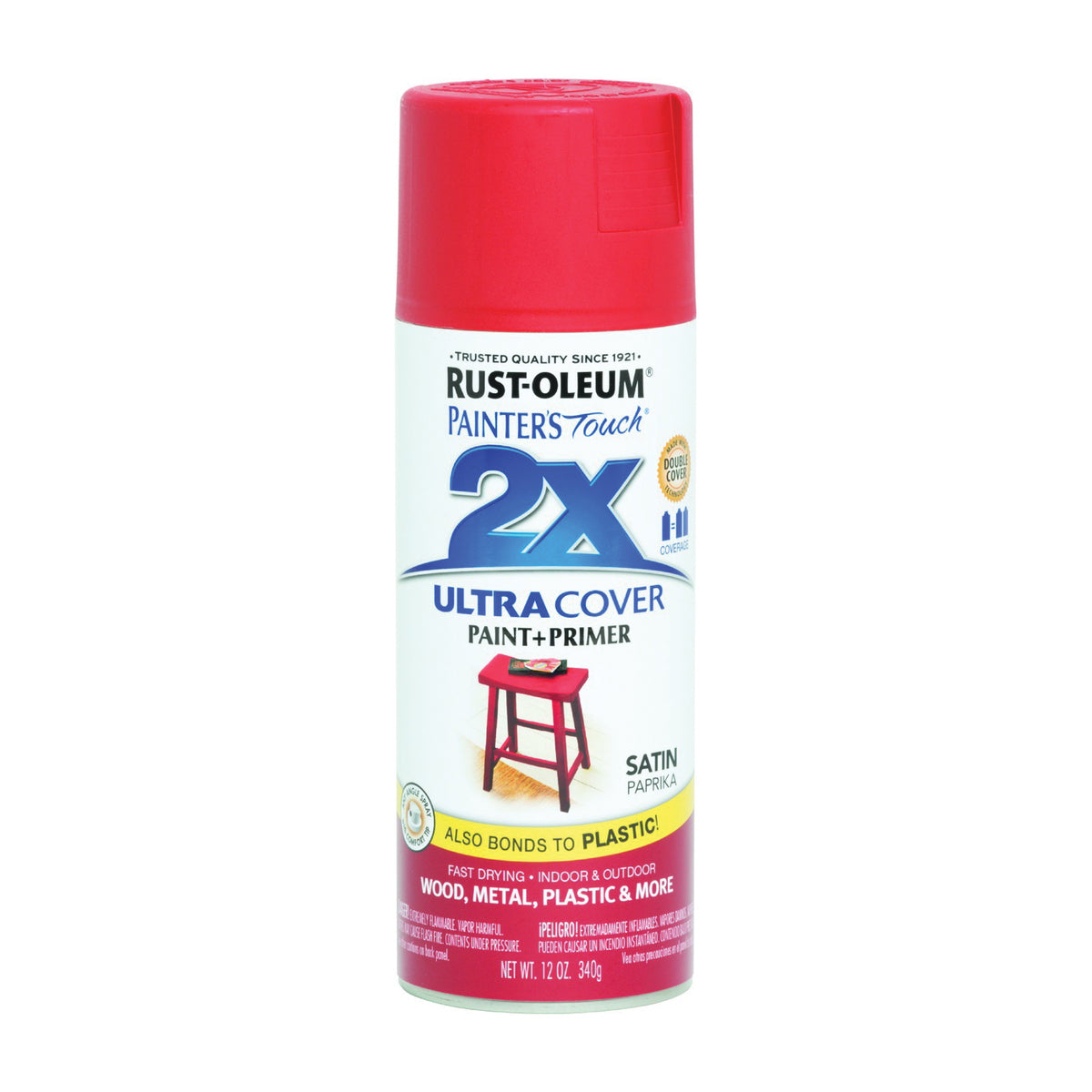 RUST-OLEUM PAINTER'S Touch 249068 Satin Spray Paint, Satin, Paprika, 12 oz, Aerosol Can