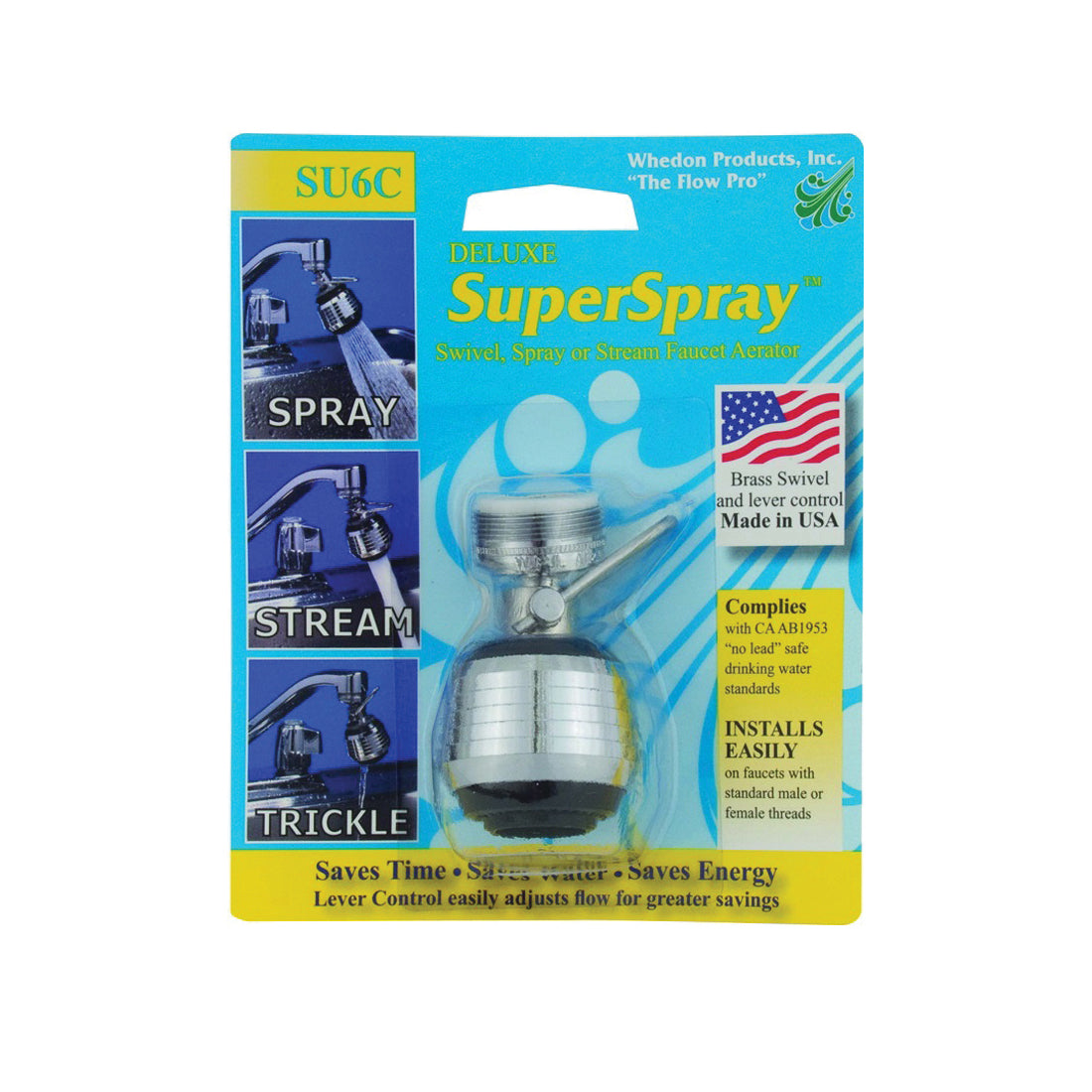 Whedon SU6C Faucet Aerator, 15/16-27 x 55/64-27 Male x Female Thread, Brass