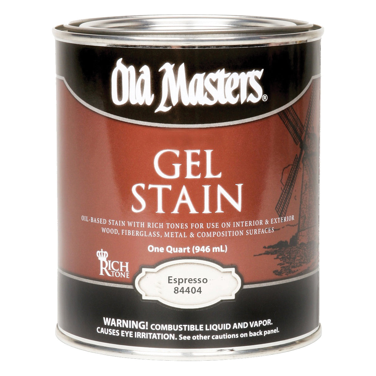 Old Masters 84408 Gel Stain, Espresso, Liquid, 1 pt