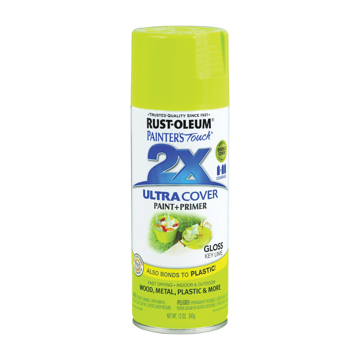 RUST-OLEUM PAINTER'S Touch 249104 Gloss Spray Paint, Gloss, Key Lime, 12 oz, Aerosol Can