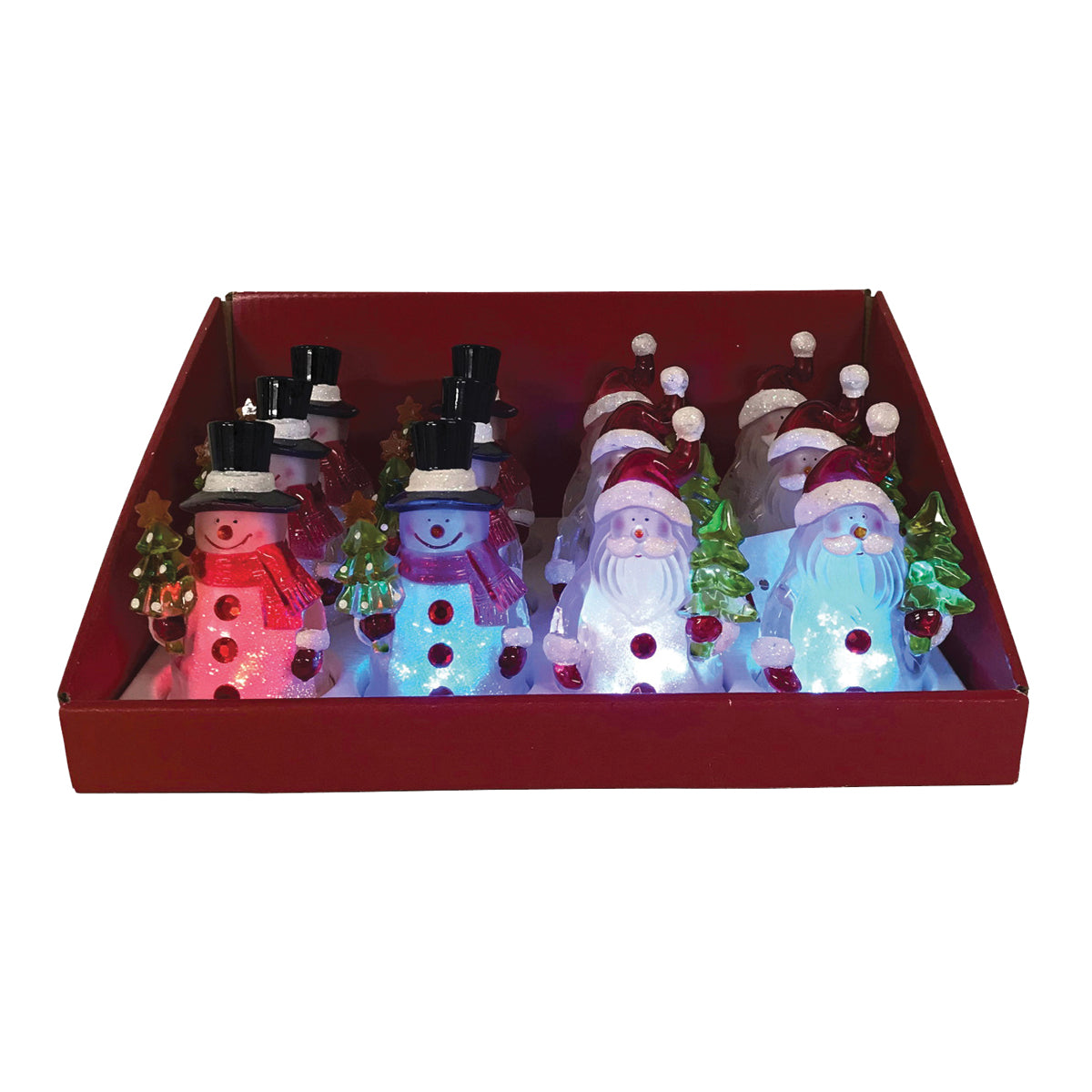 Hometown Holidays 21321 Christmas Ornament Assortment, Snowman and Santa, LED Bulb