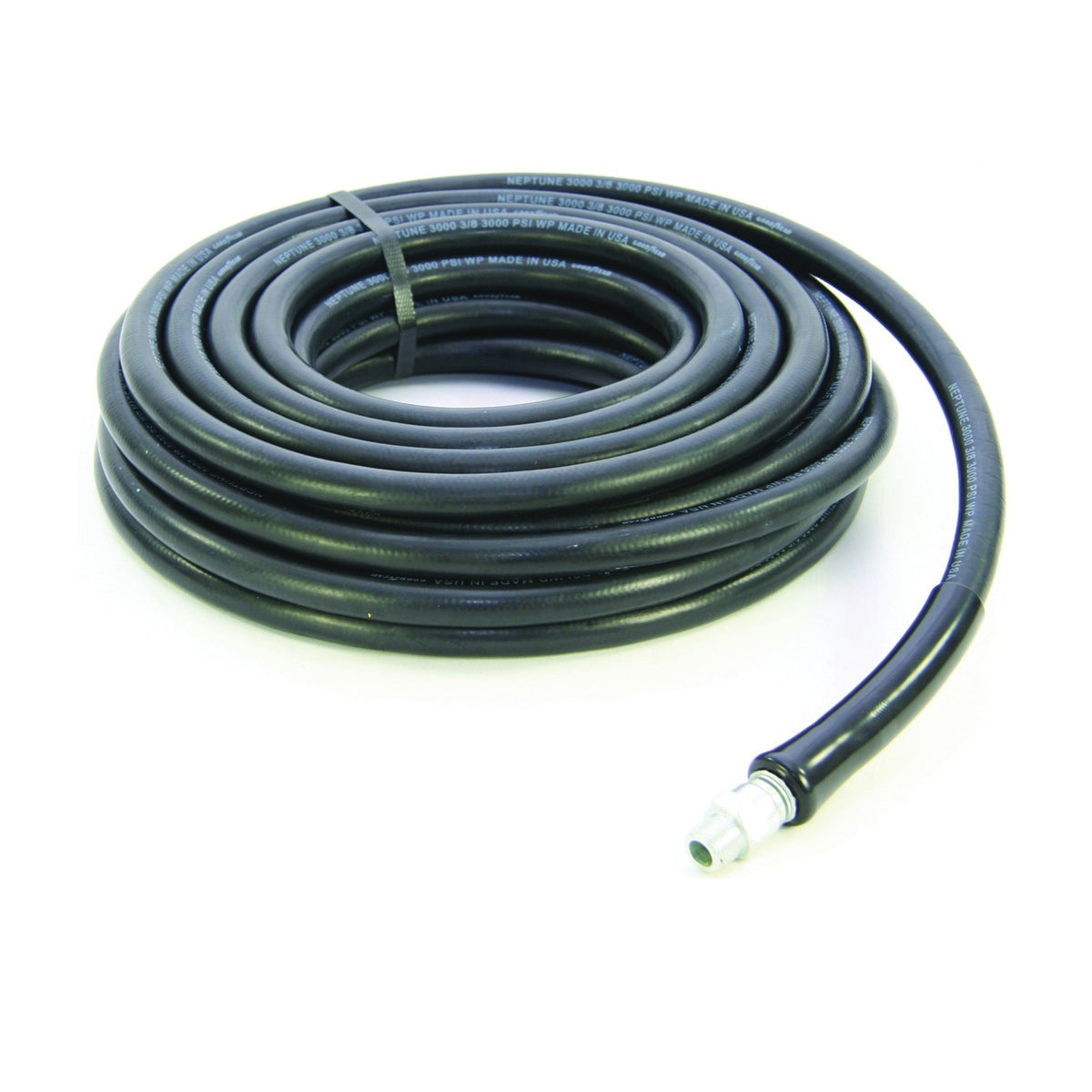 ABBOTT RUBBER 1190-0375-50 Pressure Washer Hose Assembly, 50 ft L, NPT Male x Male Swivel, Rubber, Black