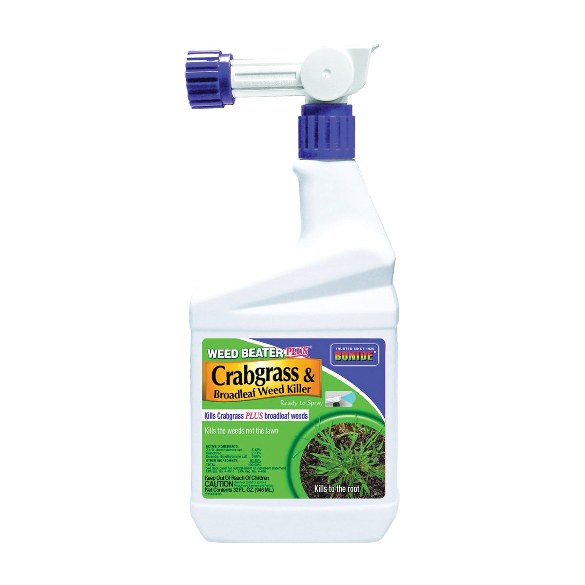 Bonide 066 Crabgrass and Broadleaf Weed Killer, Liquid, Black/Brown, 1 qt Bottle