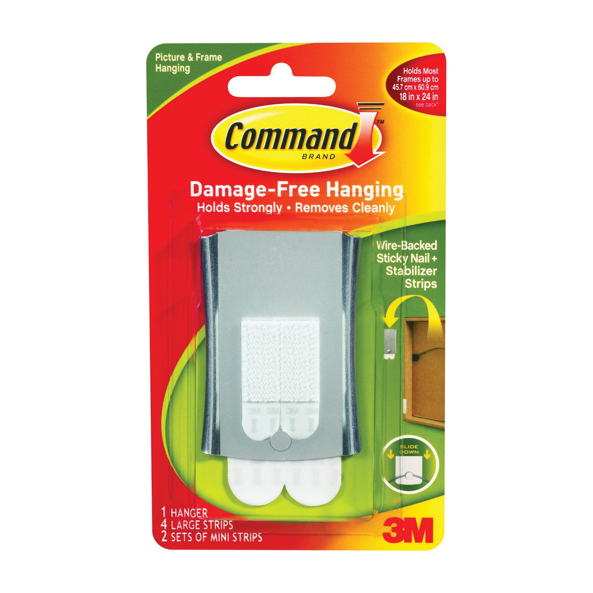 Command 17048 Universal Picture Hanger, 8 lb, Metal, Sticky Nail Mounting