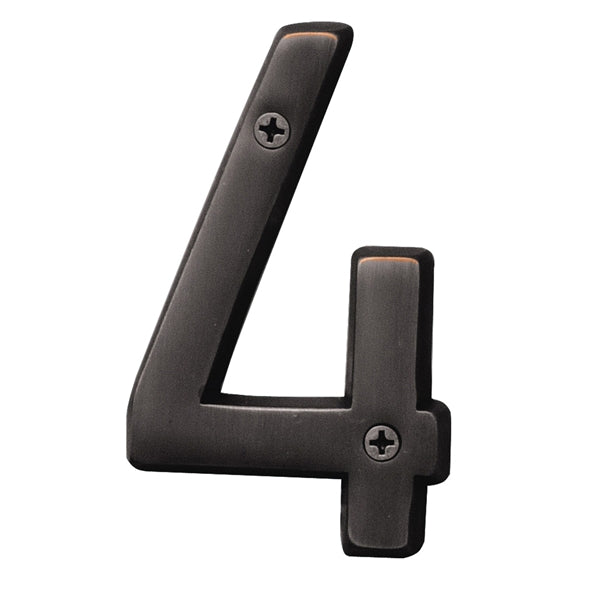 HY-KO Prestige Series BR-42OWB/4 House Number, Character: 4, 4 in H Character, Bronze Character, Solid Brass