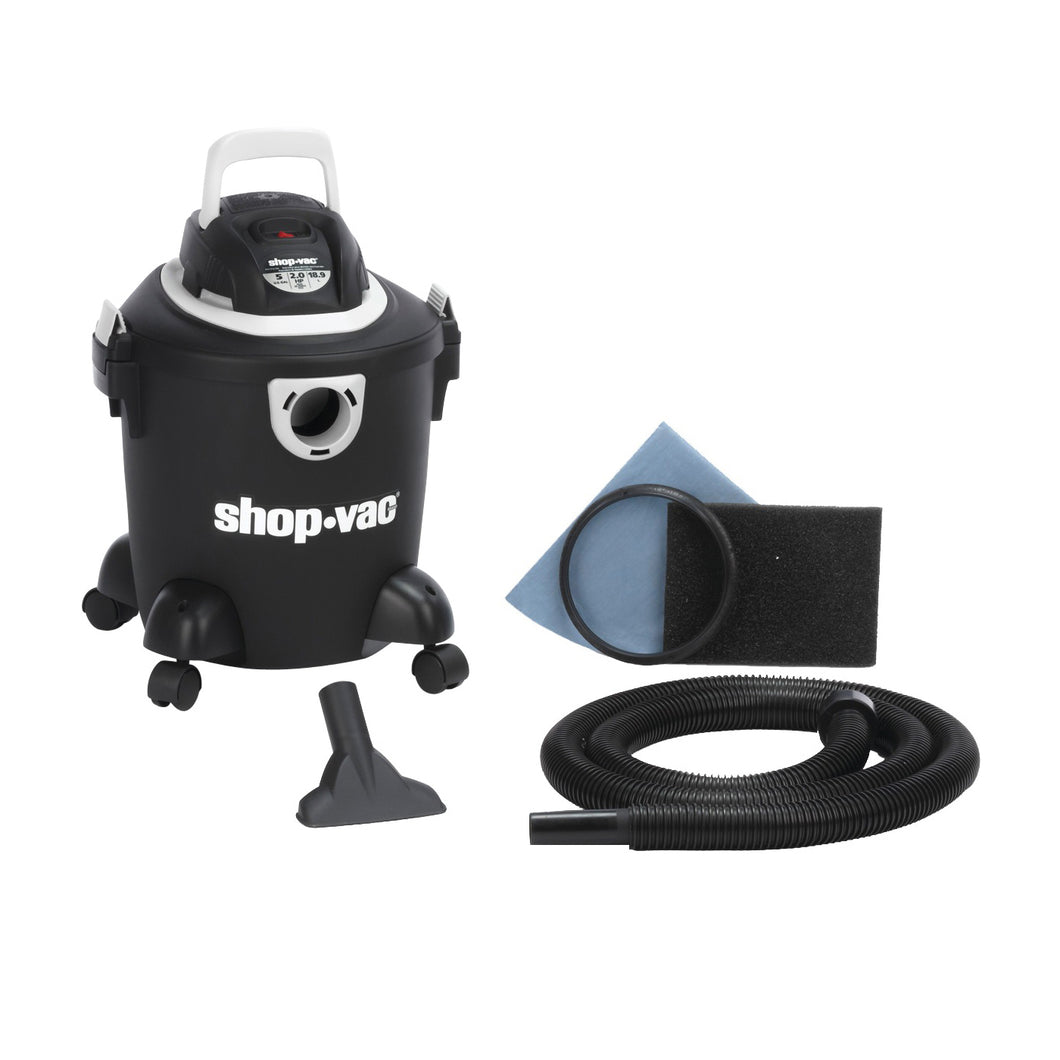 Shop-Vac 2030400 Wet and Dry Utility Vacuum, 5 gal Vacuum, Foam Sleeve Filter, 120 V