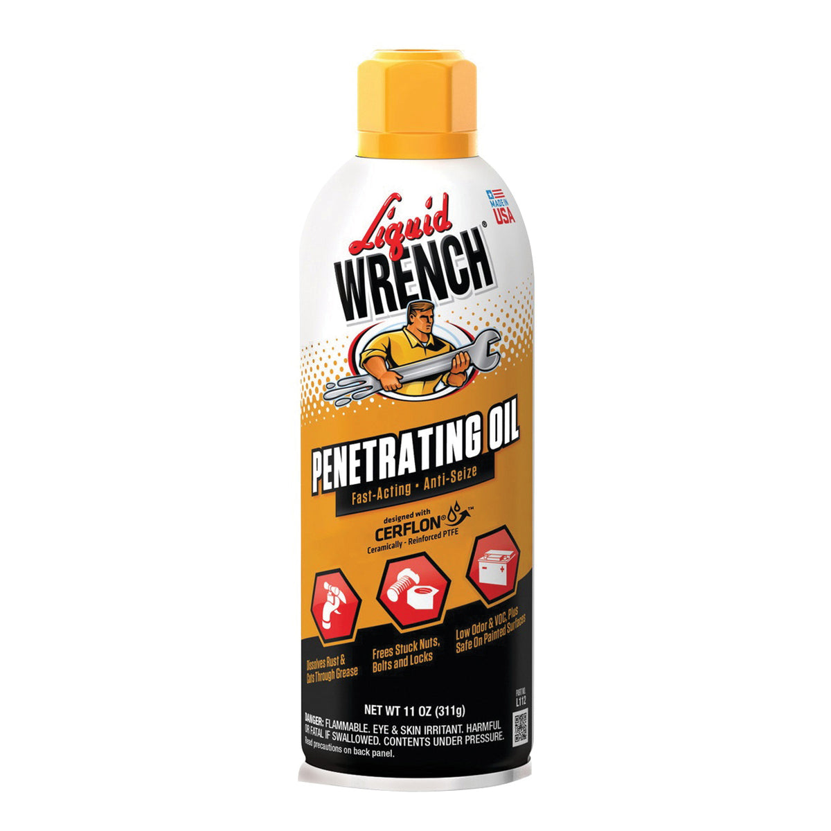 Liquid WRENCH L112 Penetrating Oil, 11 oz Aerosol Can, Opaque Liquid