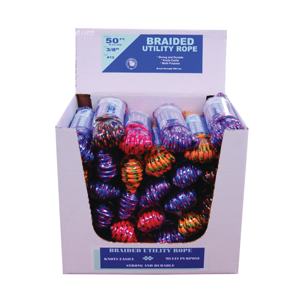 T.W. Evans Cordage 99012 Utility Rope Display, 3/8 in Dia, 50 ft L, Polypropylene