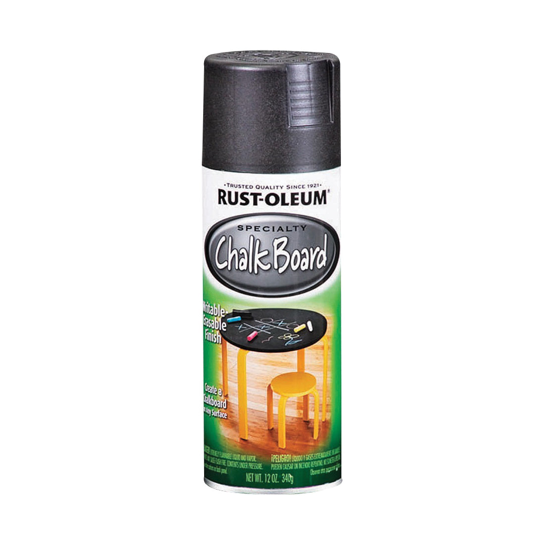 RUST-OLEUM 1913830 Chalk Board Spray Paint, Flat, Black, 11 oz, Aerosol Can