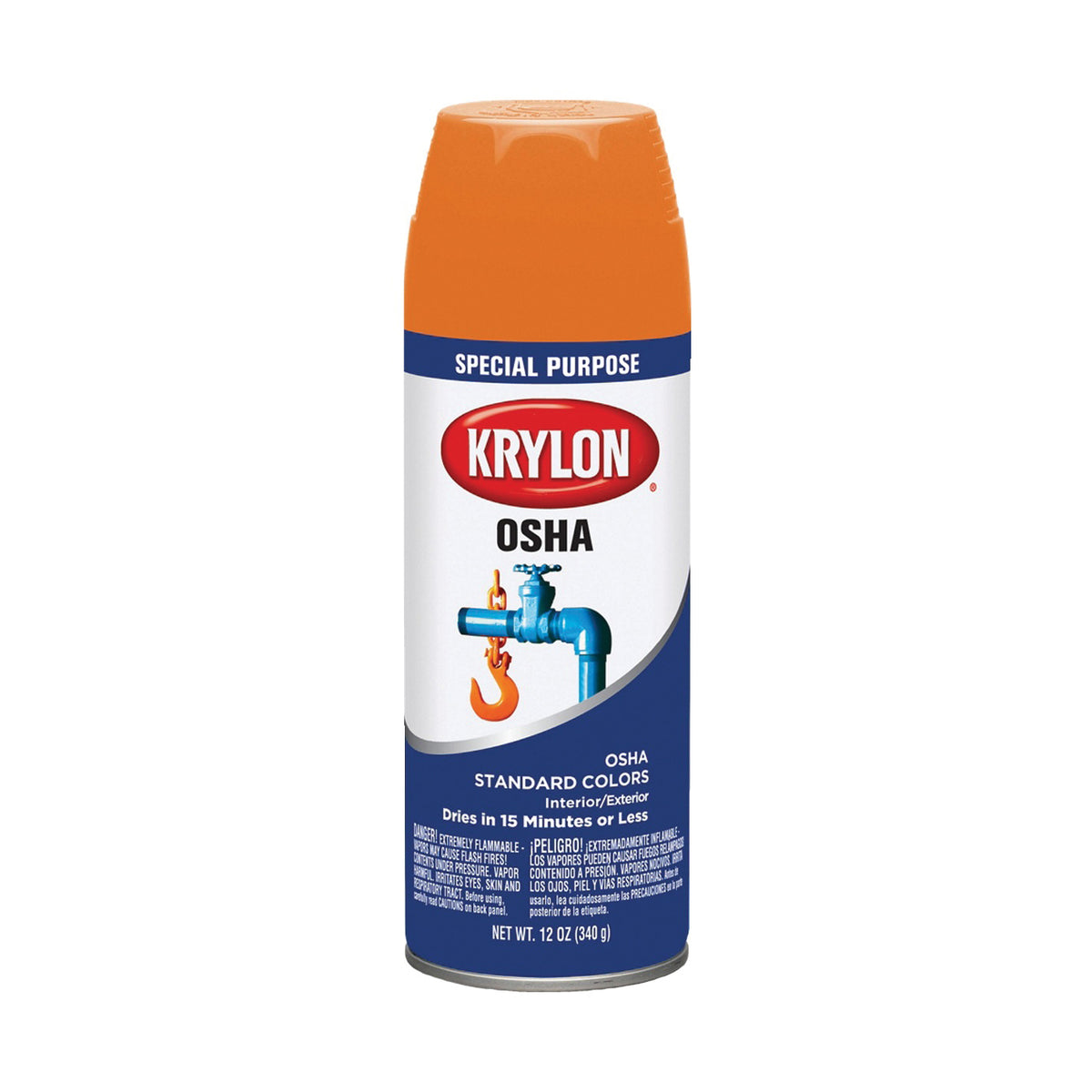 Krylon K02410007 OSHA Color Spray Paint, Gloss, Safety Orange, Can