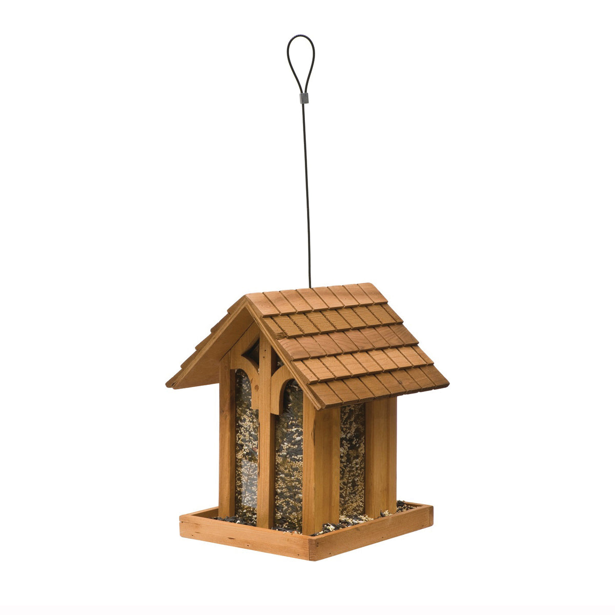 Perky-Pet 50172 Wild Bird Feeder, Mountain Chapel, 3.5 lb, Fir Wood, 13.23 in H, Pole Mounting