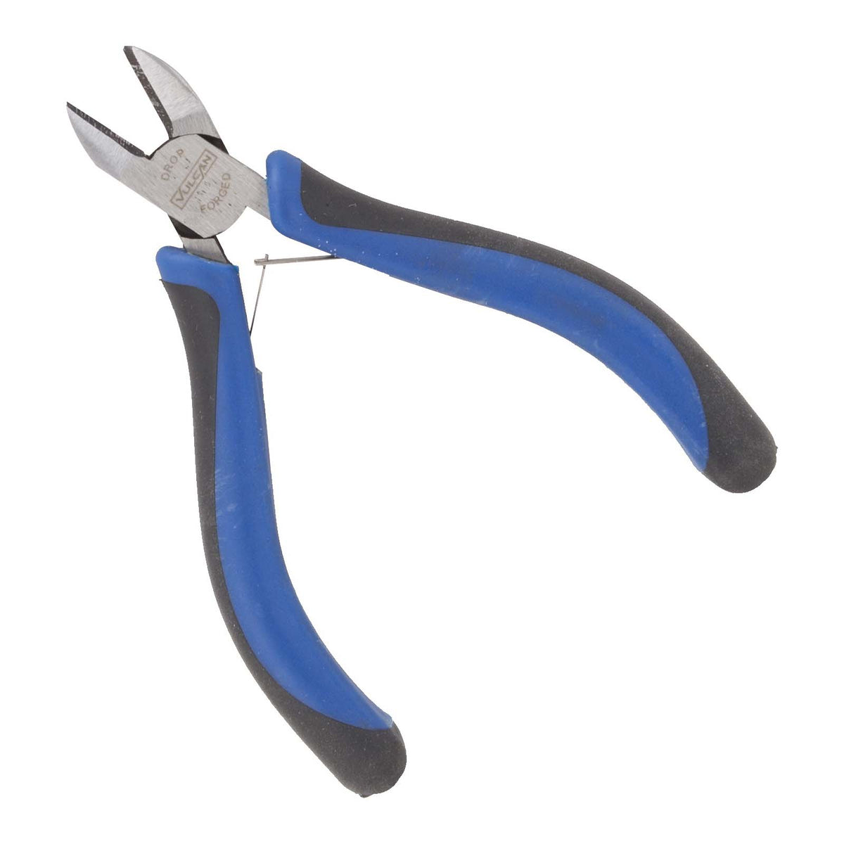 Vulcan JL-NP039 Diagonal Cutting Plier, 4.5 in OAL, 0.8 mm Cutting Capacity, 0.5 in Jaw Opening, Black/Blue Handle