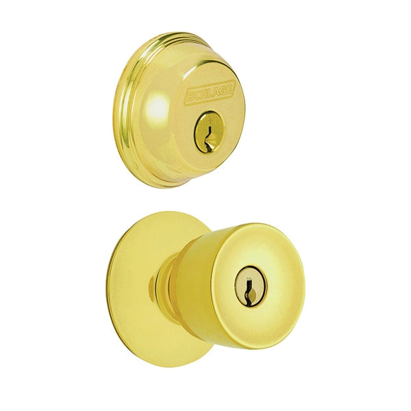 Schlage FB50NVBEL505 Knob Lockset, 2 Grade, Keyed Alike Key, Steel, Brass, 2-3/8 x 2-3/4 in Backset, K4 Keyway