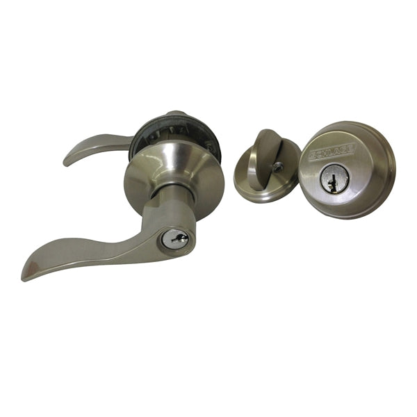 Schlage FB50NVACC619 Accent Knob Lockset, 2 Grade, Keyed Alike Key, Steel, Satin Nickel, 2-3/8 x 2-3/4 in Backset