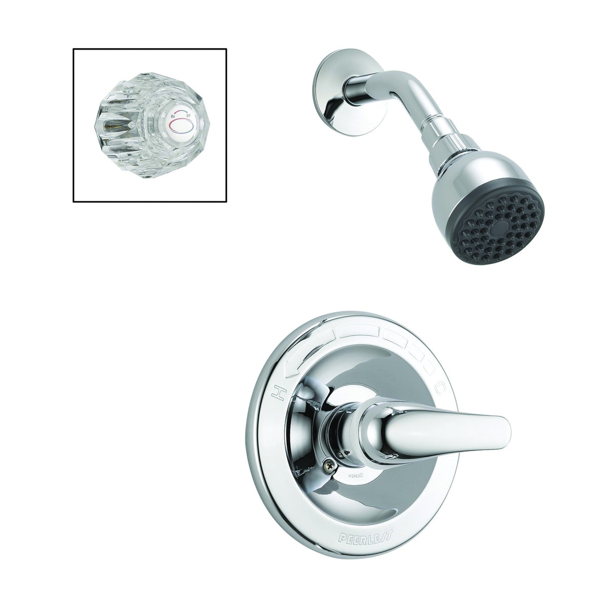 Peerless P188710 Shower Faucet, 1.75 gpm, Brass, Chrome Plated, Lever Handle, 1-Handle