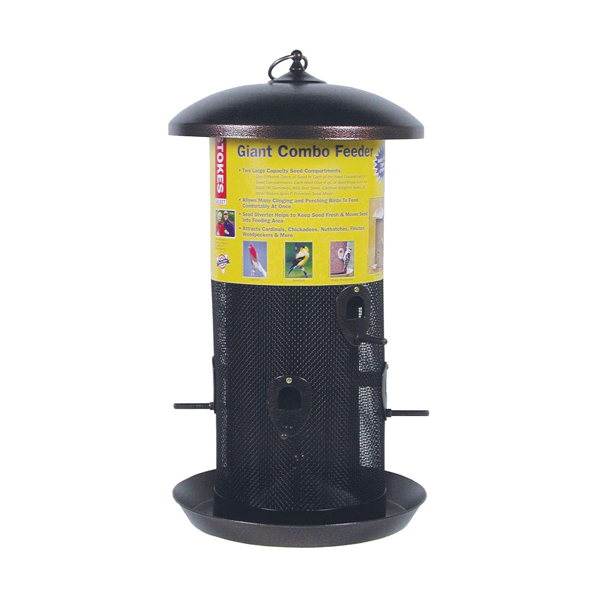 Stokes Select 38113 Wild Bird Feeder, 18 in H, 8.4 qt, Hammered Copper/Stainless Steel Hanging Ring, Black